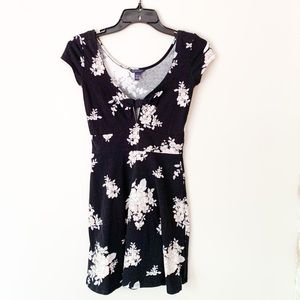 Aeropostale Flower Print Dress Black XS